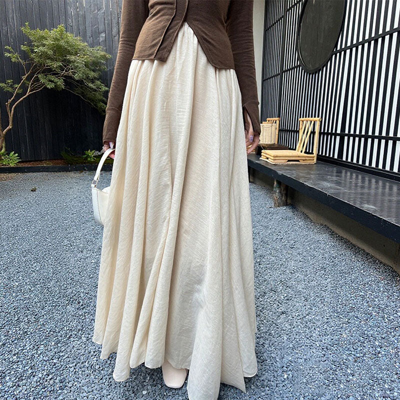 ロングスカート｜ワイドシルエットマキシ丈大人きれいめボトムス｜オフホワイトの商品イメージ