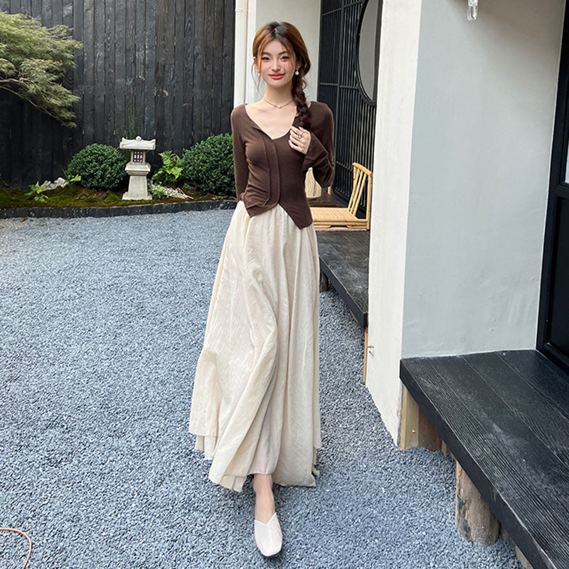 ロングスカート｜ワイドシルエットマキシ丈大人きれいめボトムス｜グレーの商品イメージ