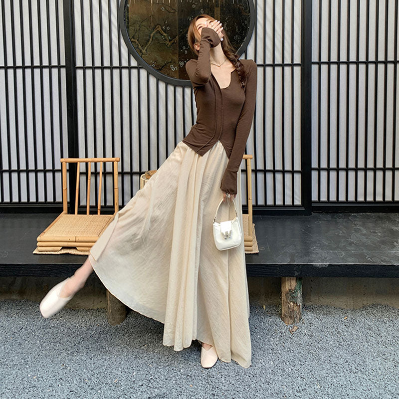 ロングスカート｜ワイドシルエットマキシ丈大人きれいめボトムスの商品イメージ