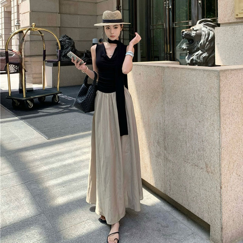 ハルタイプノースリーブトップス＆ロングフレアスカート大人透け感｜セットアップ｜画像カラーの商品イメージ