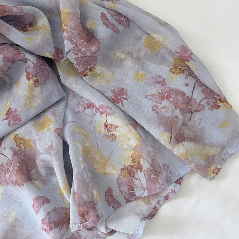 花柄キャミソールワンピース｜ロング丈ワンピースフリルオフショルダーシフォンの商品イメージ