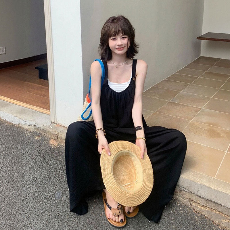 サロペット｜ワイドパンツ無地オーバーオールの商品イメージ