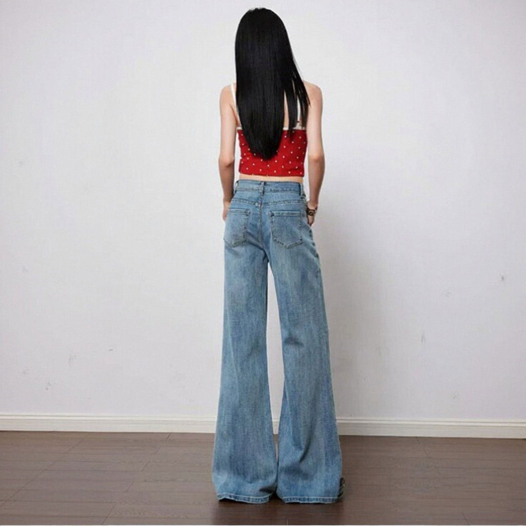 デニム｜パンツワイドハイウエストロング丈脚長の商品イメージ