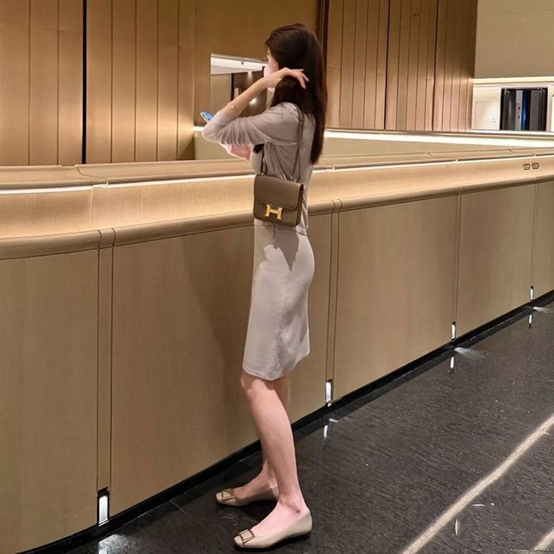 ニットカーディガン＆タンクトップ＆スカートミディ丈着心地・兼用大人女子｜セットアップの商品イメージ