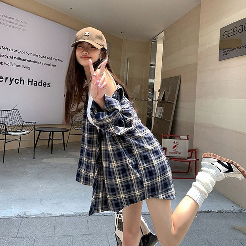 オーバーサイズチェック長袖シャツ｜開襟シャツの商品イメージ