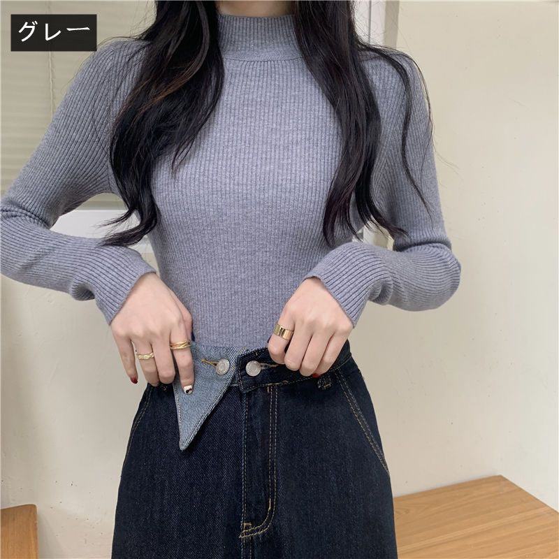 無地ニット｜トップス｜草の緑の商品イメージ