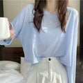 長袖無地Tシャツ｜トップス冷房対策｜ブルーの商品イメージ