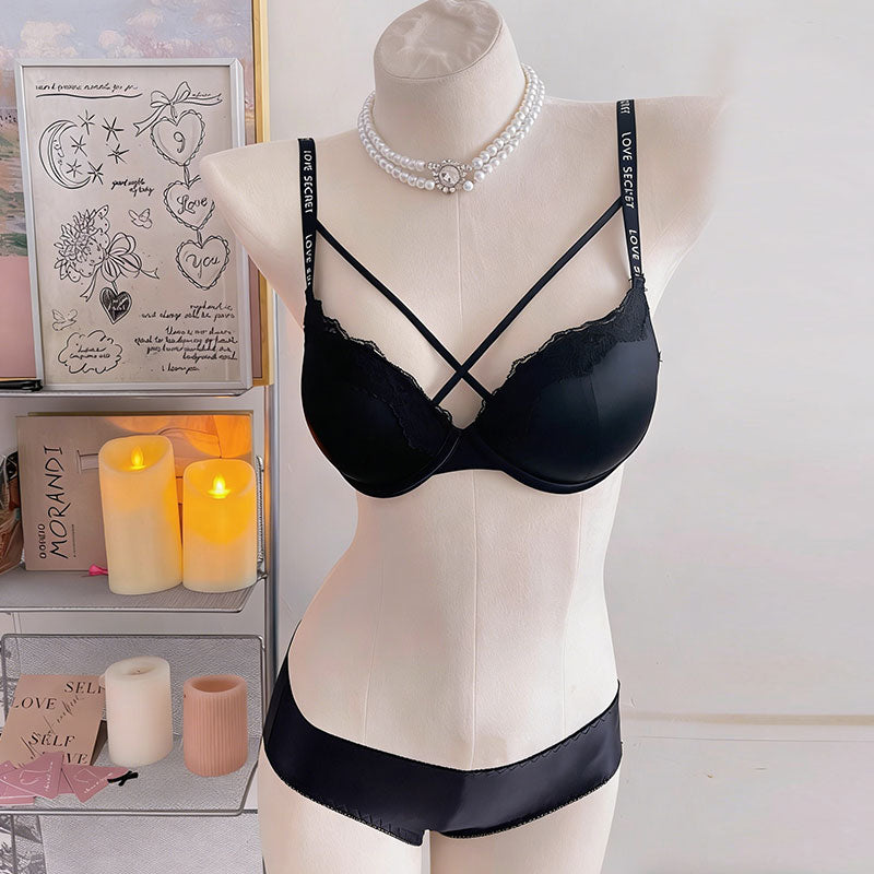 レースブラジャー＆ショーツセットダブルストラップヒョウ柄LOVESECRETインナー｜ピンクの商品イメージ