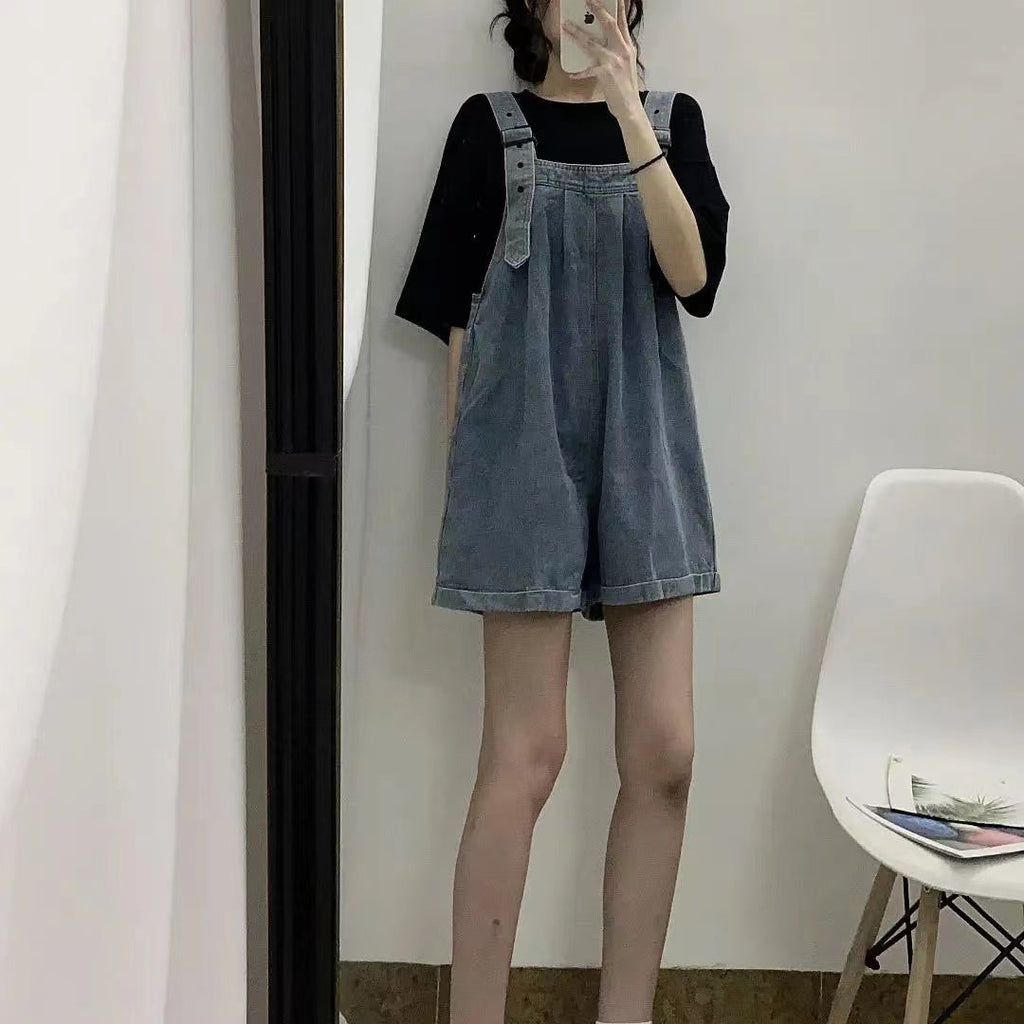 デニムファッションワイドレッグショーツオールインワン·サロペット｜ワンピース｜画像カラーの商品イメージ