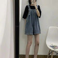 デニムファッションワイドレッグショーツオールインワン·サロペット｜ワンピース｜画像カラーの商品イメージ