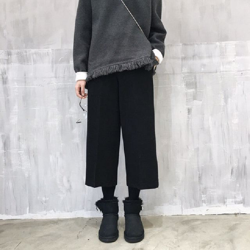 無地ウール調ハイウエストパンツ｜画像カラーの商品イメージ