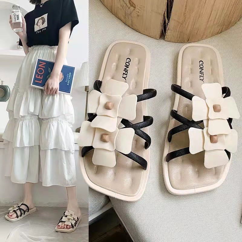 INS人気沸騰ファッション花柄サンダル｜履きやすいシューズ｜ブラックの商品イメージ