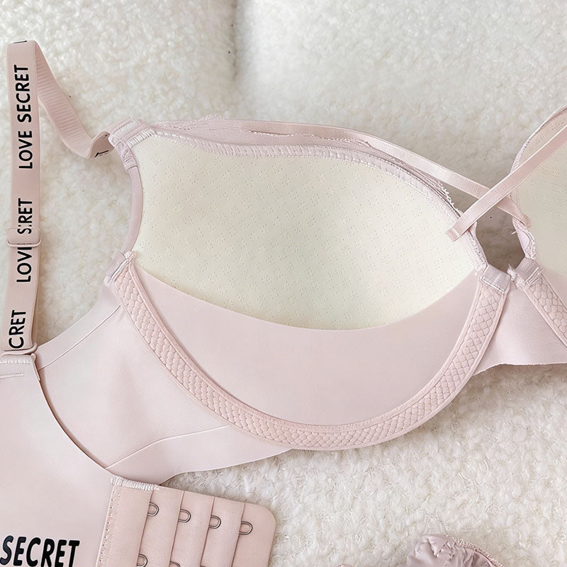 レースブラジャー＆ショーツセットダブルストラップヒョウ柄LOVESECRETインナー｜ホワイトの商品イメージ