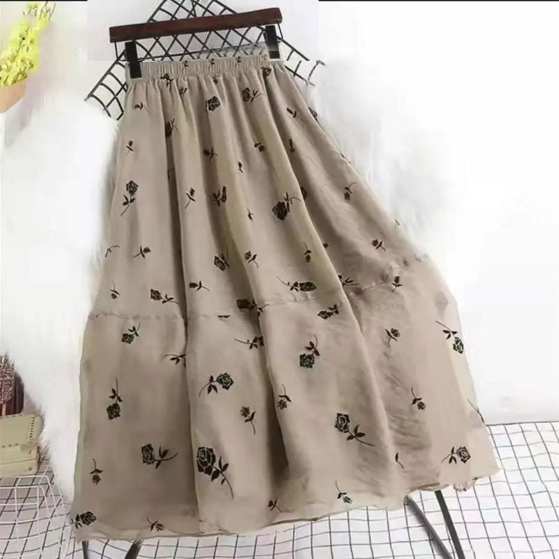 花柄メッシュAラインスカート｜ボトムス｜ブラウンの商品イメージ