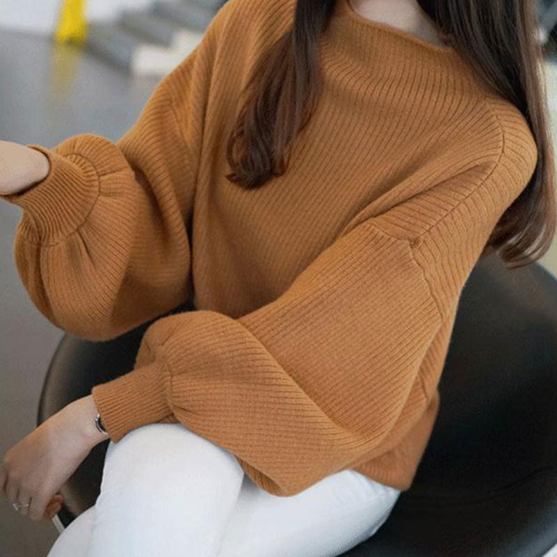 パフスリーブ無地ニット｜セータートップス｜イエローの商品イメージ