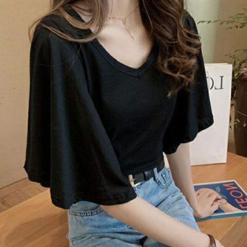フレア裾半袖無地Tシャツ｜トップス｜オレンジの商品イメージ