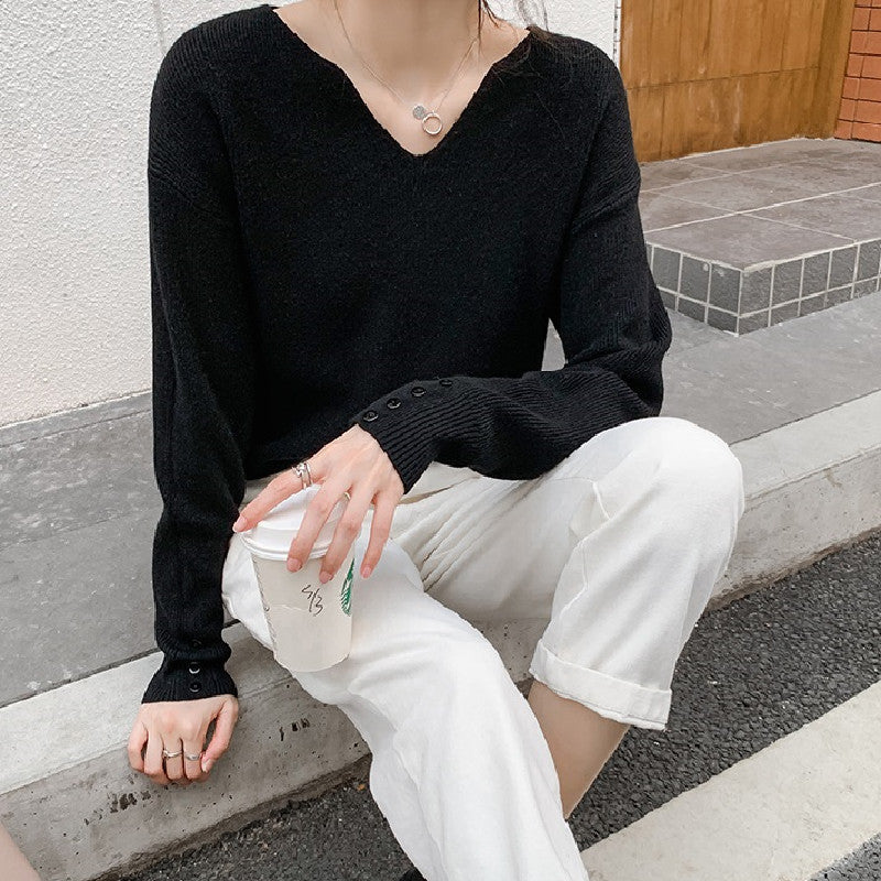 好感度100％無地長袖ニット｜トップス｜ホワイトの商品イメージ