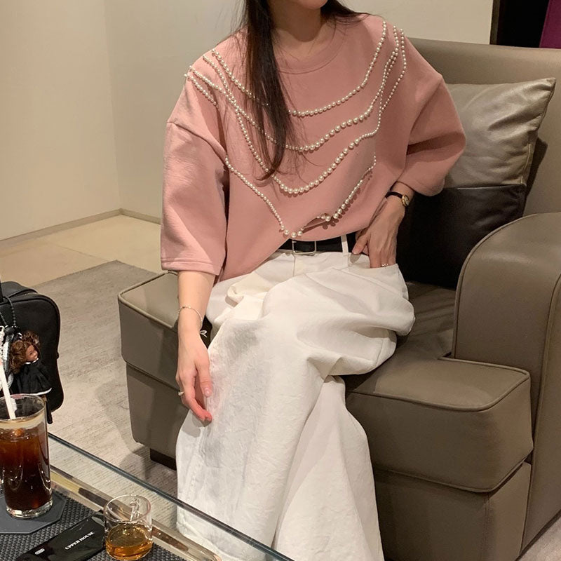 半袖Tシャツ｜ビーズ付きトップスの商品イメージ