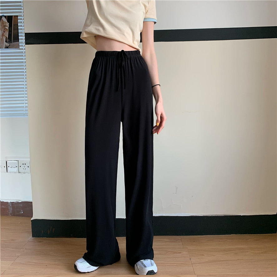 無地ハイウエストワイドレッグパンツ｜ブラックの商品イメージ