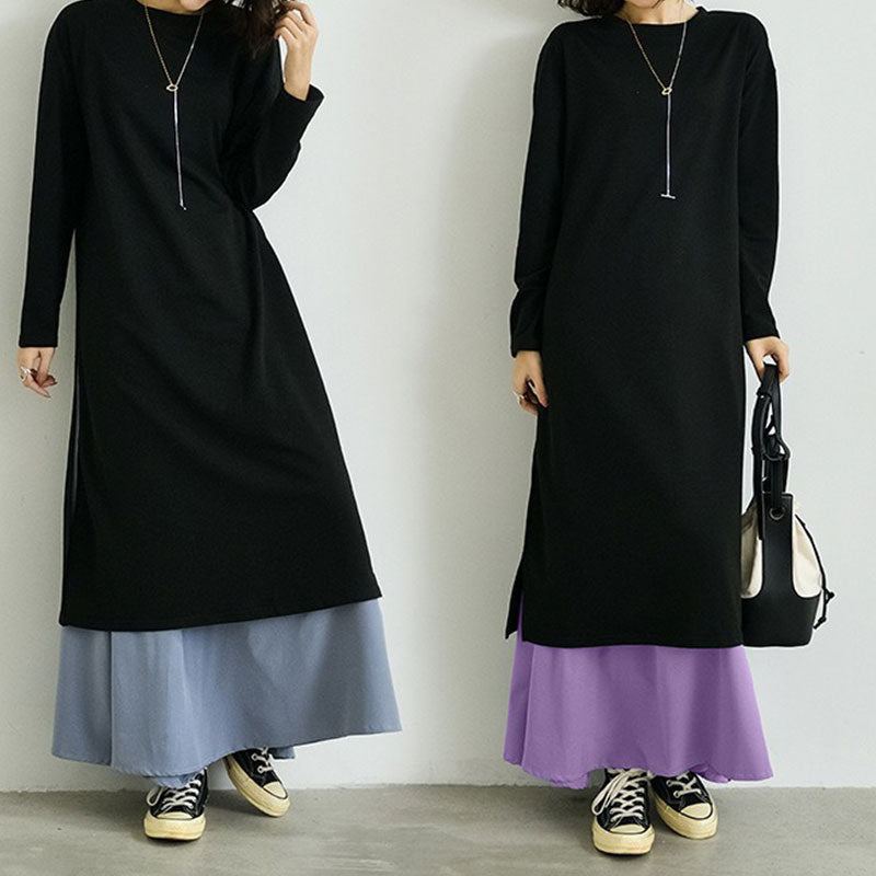黒ロングＴシャツ＆ロングスカートセットアップの商品イメージ
