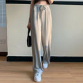無地ハイウエストワイドレッグパンツ｜グレーの商品イメージ
