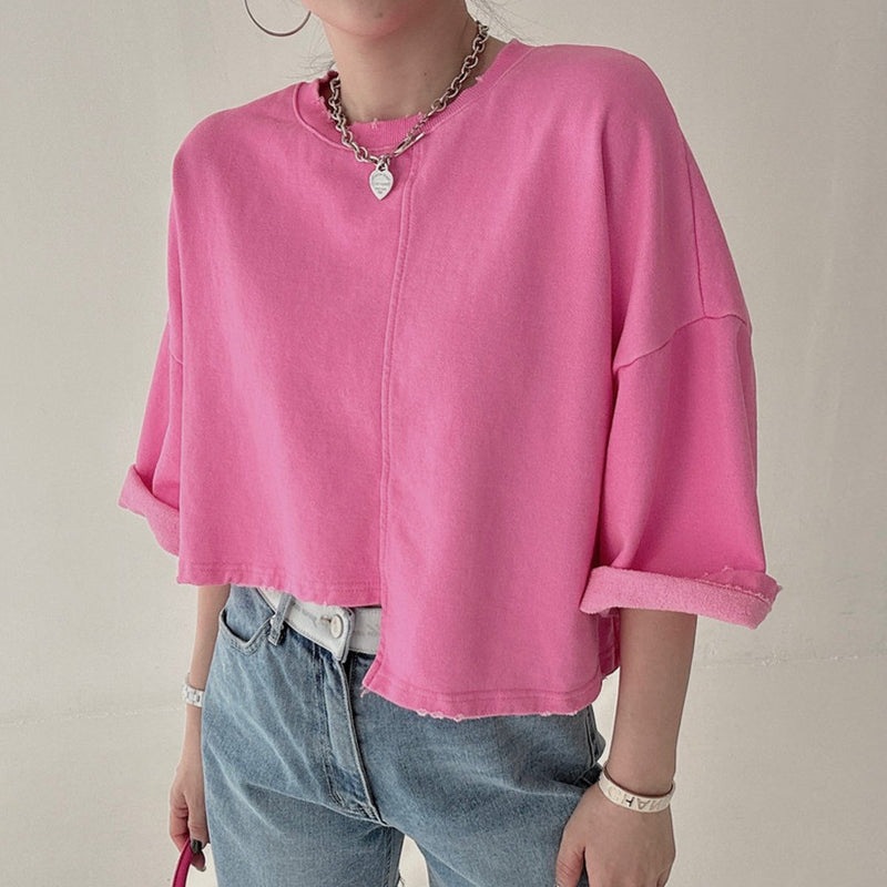 不規則ダメージデザインTシャツ｜トップス｜ピンクの商品イメージ