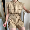 フレンチ袖オールインワン｜ショートパンツタイプ｜ブラックの商品イメージ