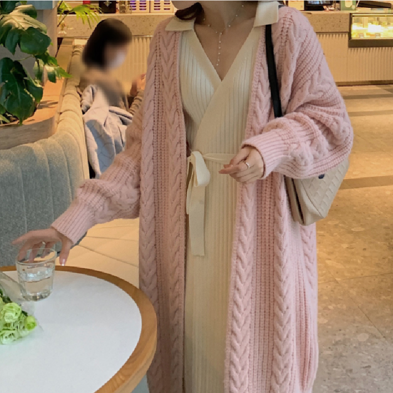 レトロ厚手ニットアウター｜グレーの商品イメージ