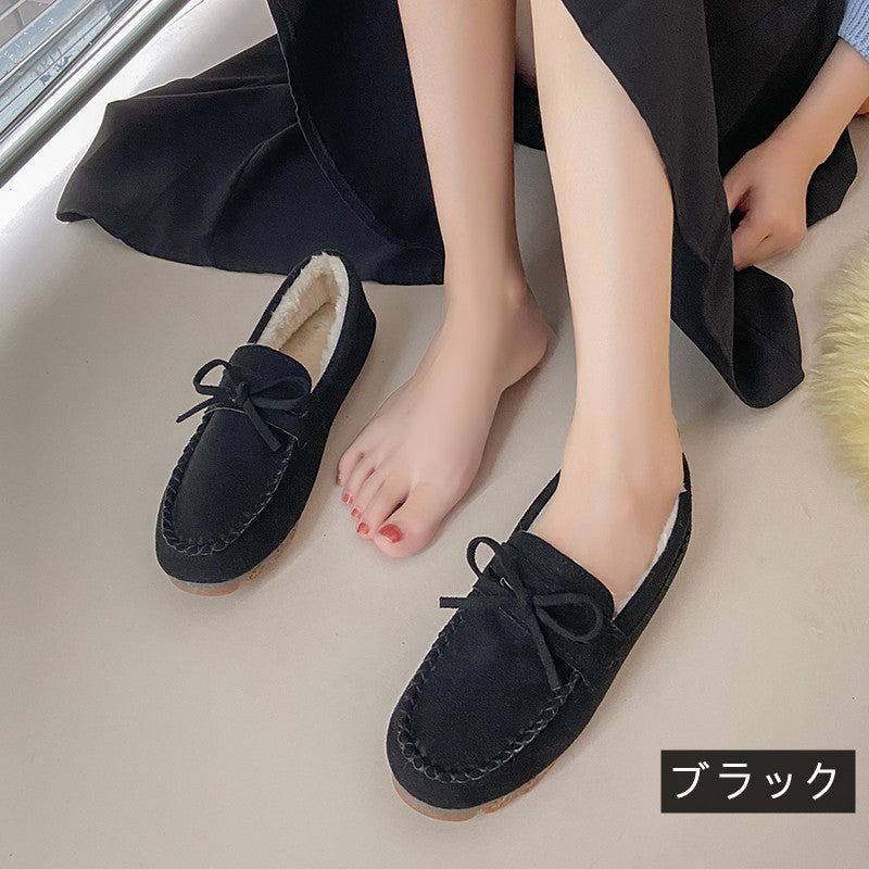 ローファー｜シューズ裏起毛暖かい冬パンプス｜ピンクの商品イメージ