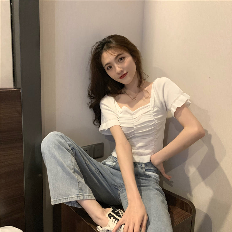 ドレープ半袖ニット｜Tシャツ｜レッドの商品イメージ