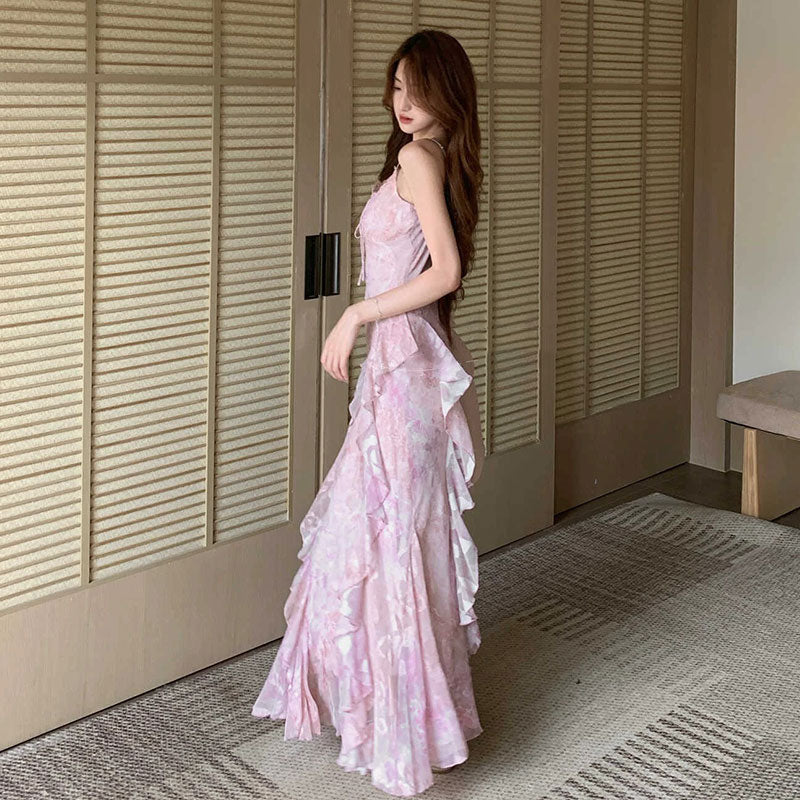 花柄シフォンキャミソールワンピース＆ガウンセット服｜セットアップの商品イメージ