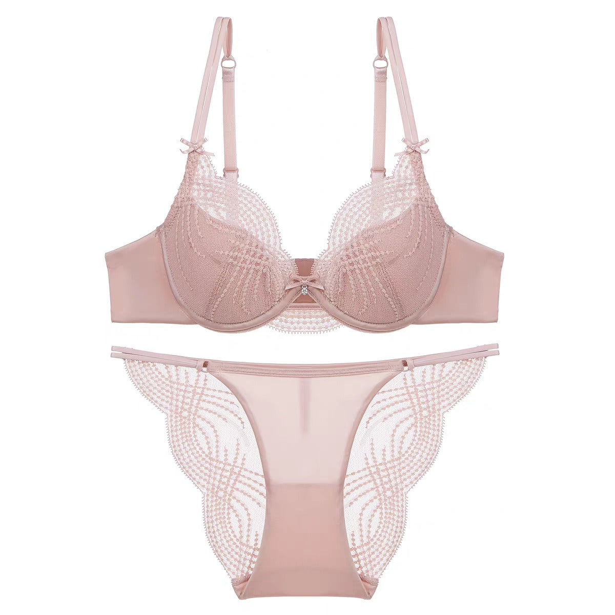 レースブラジャー＆ショーツ上下セット｜シャンパンの商品イメージ