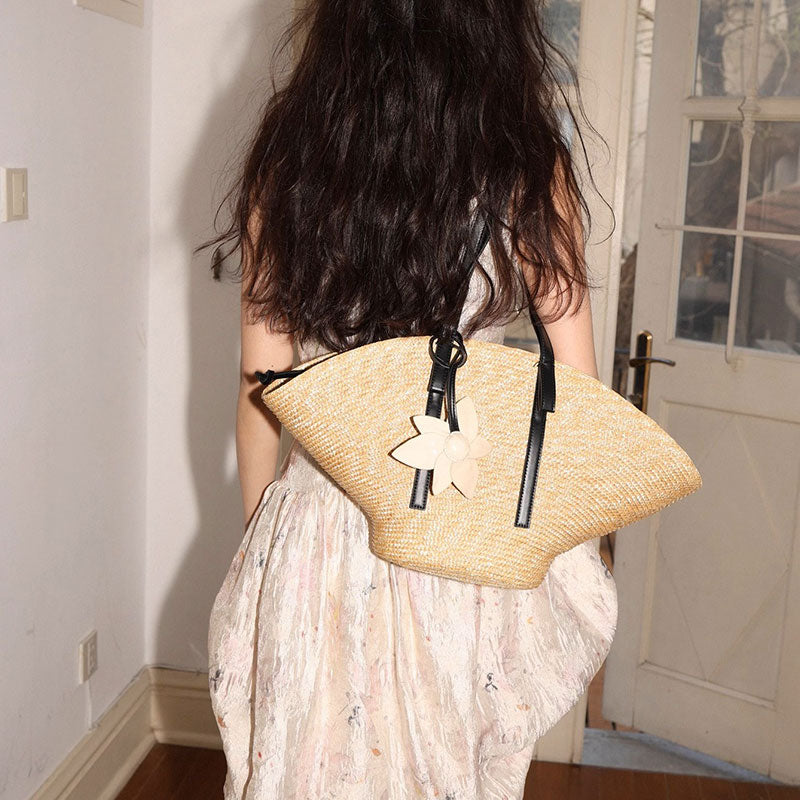 帽子バッグ｜トートバッグファッション花付きの商品イメージ