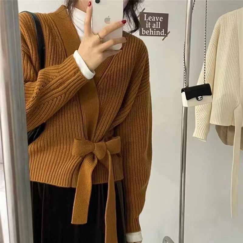 カシュクールデザインニット｜セータートップス｜イエローの商品イメージ