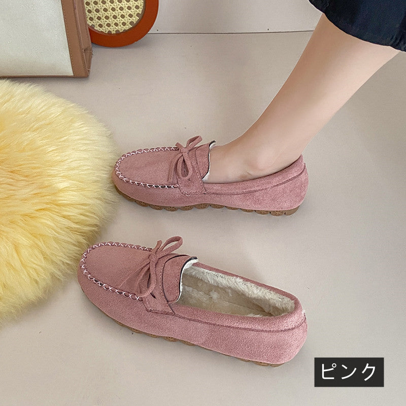 ローファー｜シューズ裏起毛暖かい冬パンプス｜ピンクの商品イメージ