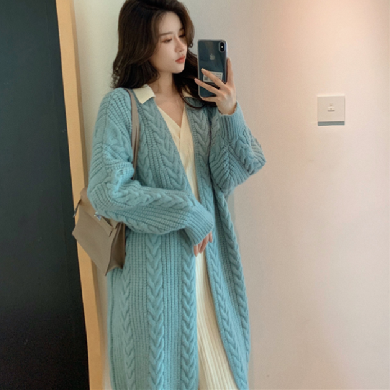 レトロ厚手ニットアウター｜グレーの商品イメージ