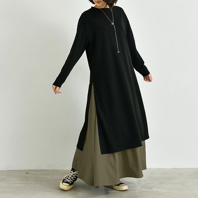 黒ロングＴシャツ＆ロングスカートセットアップ｜ブルーの商品イメージ
