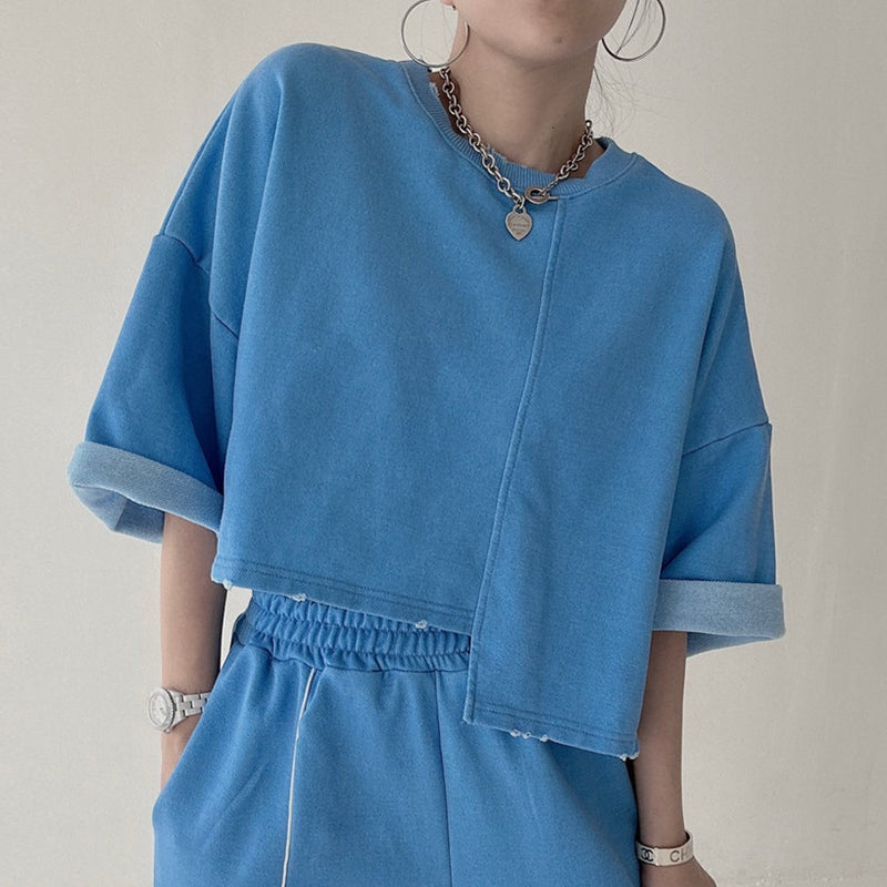 不規則ダメージデザインTシャツ｜トップス｜ブルーの商品イメージ