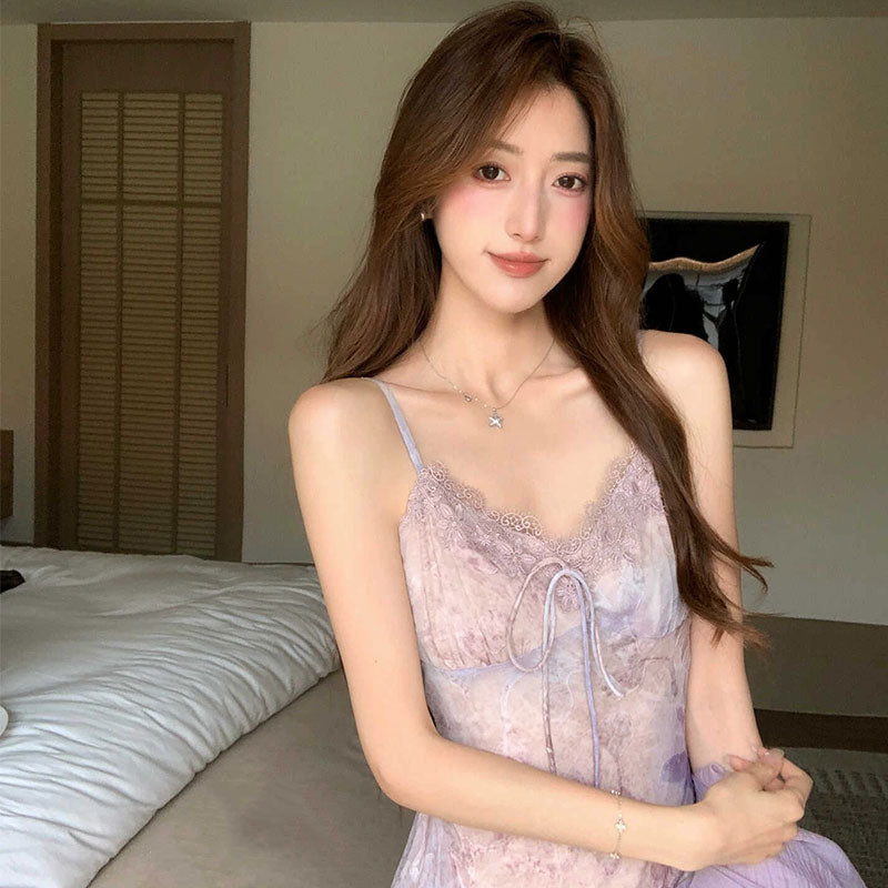 花柄シフォンキャミソールワンピース＆ガウンセット服｜セットアップの商品イメージ