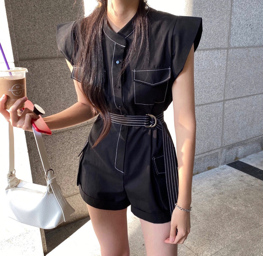 フレンチ袖オールインワン｜ショートパンツタイプの商品イメージ