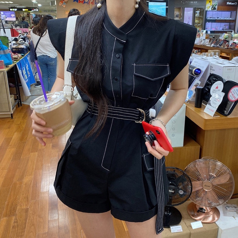 フレンチ袖オールインワン｜ショートパンツタイプの商品イメージ