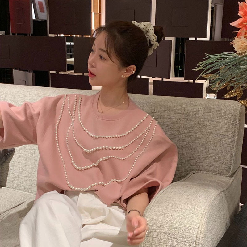 半袖Tシャツ｜ビーズ付きトップスの商品イメージ