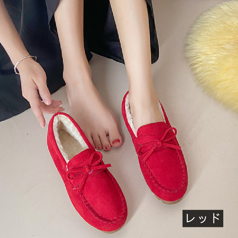 ローファー｜シューズ裏起毛暖かい冬パンプス｜キャメルの商品イメージ