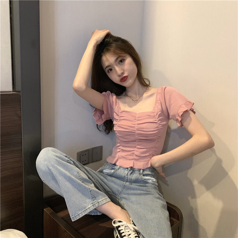 ドレープ半袖ニット｜Tシャツ｜イエローの商品イメージ