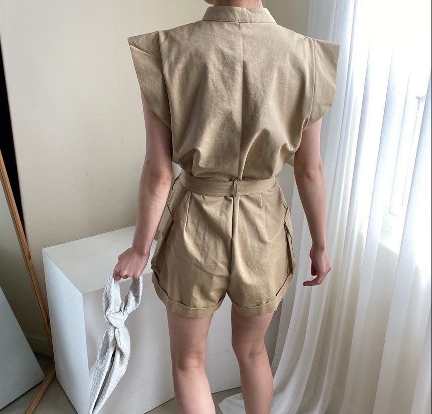 フレンチ袖オールインワン｜ショートパンツタイプの商品イメージ