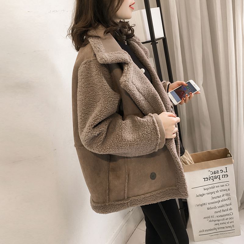 厚手切り替え折り襟ジャケット｜カーキの商品イメージ