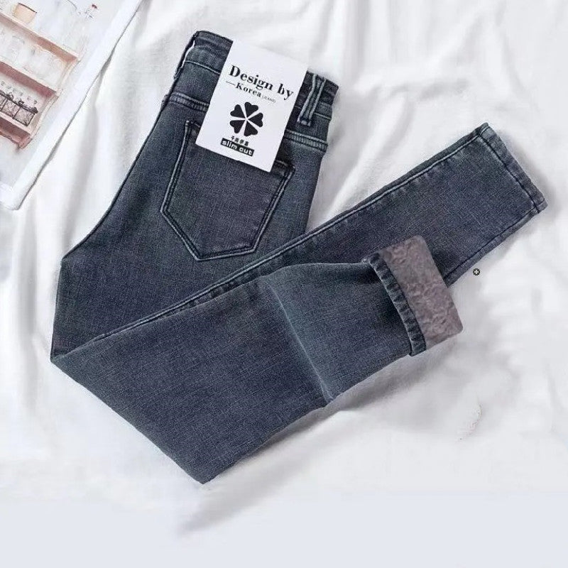 裏起毛ハイウエストデニム｜パンツ｜ブラックの商品イメージ