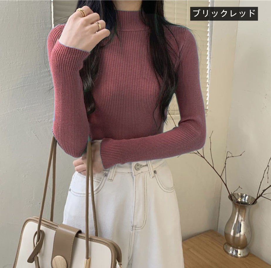 無地ニット｜トップス｜ブリックレッドの商品イメージ