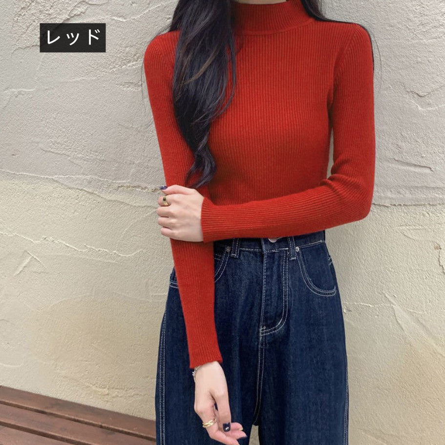 無地ニット｜トップス｜ワインレッドの商品イメージ