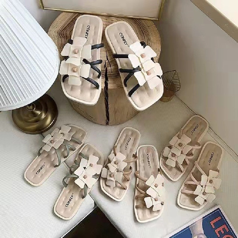 INS人気沸騰ファッション花柄サンダル｜履きやすいシューズ｜ブラックの商品イメージ